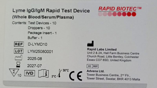 Швидкий тест для визначення антитіл IgG/IgM борелій (хвороба Лайма)