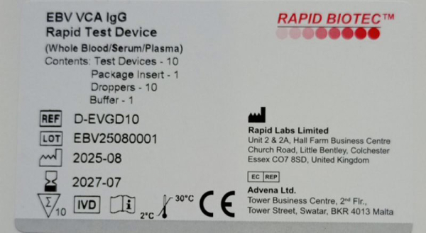 Швидкий тест для визначення антитіл IgG вірусного капсидного антигену (VCA) до вірусу Епштейна-Барр